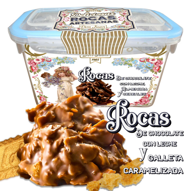 Rocas de galletas caramelizadas con chocolate con leche