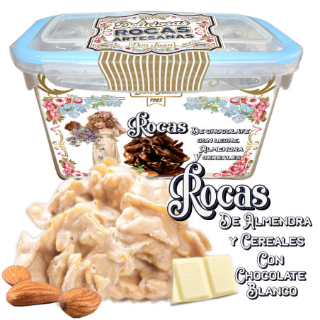Rocas de almendra y cereales chocolate blanco