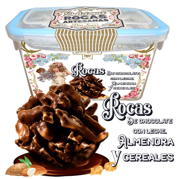 Rocas de almendra con cereales con chocolate con leche 0 azúcares añadidos